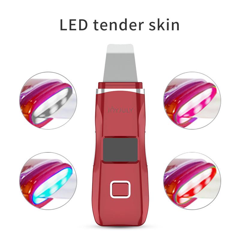 Новый ультразвуковой скребок для бытовой чистки кожи, лопатка для удаления черных точек, многофункциональный импортный инструмент с красным и синим светом.