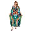 European-American Cotton Print Loose Plus Size Long Dress Beach Cover-Up Robe Style