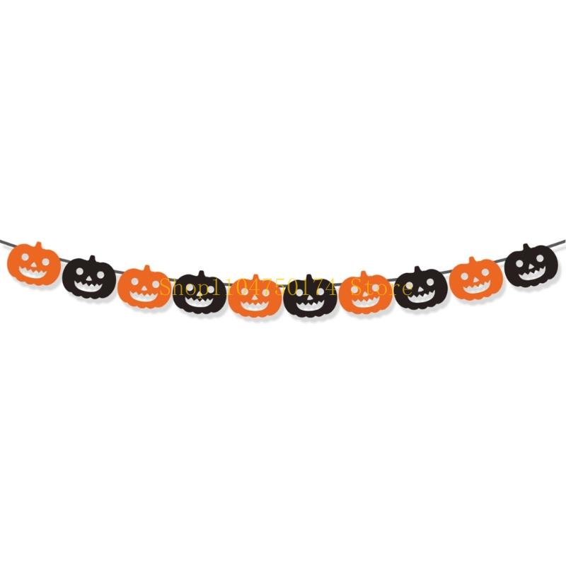 1Set Happy Halloween Banners with Pumpkins Sign Halloween Party Decorations Halloween Banners Hanging Party Supplies top sale