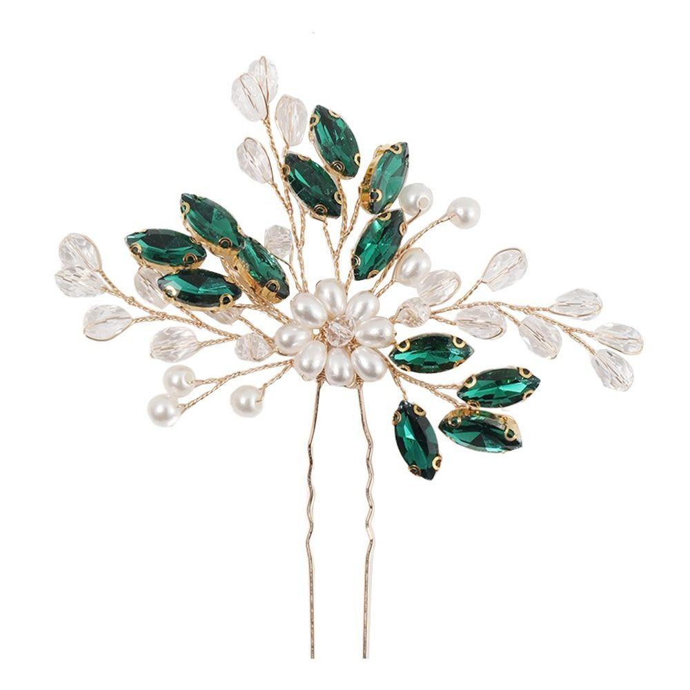 Crystal Tiara Green Crystal Hair Combs Bridal Clips Flower Leaf Headbands Rhinestone Hair Comb