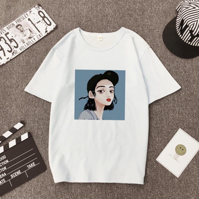 Short-sleeved T-shirt for Women In Summer Korean Style Students New Women's Loose Retro Hong Kong Style Women's T-shirt