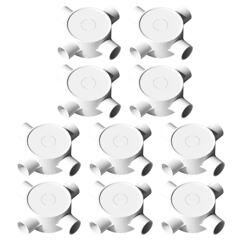 Electrical Junction Box With Cover 3/4 Way Junction Box Round Wire Box Connectors Conduit Splitter For Home Office Use