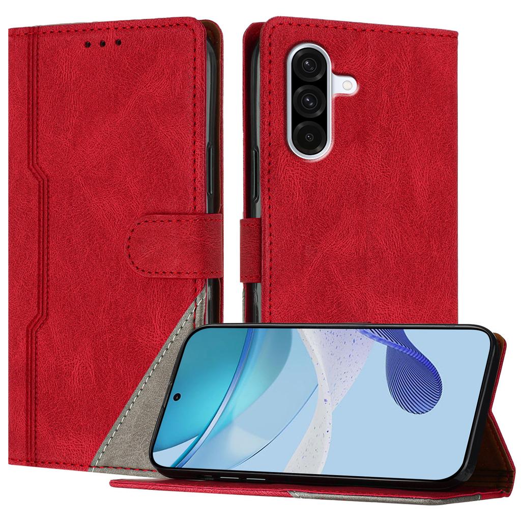 For Samsung Galaxy A36 5G Leather Case Triangle Patchwork Wallet Stand Shockproof Phone Cover