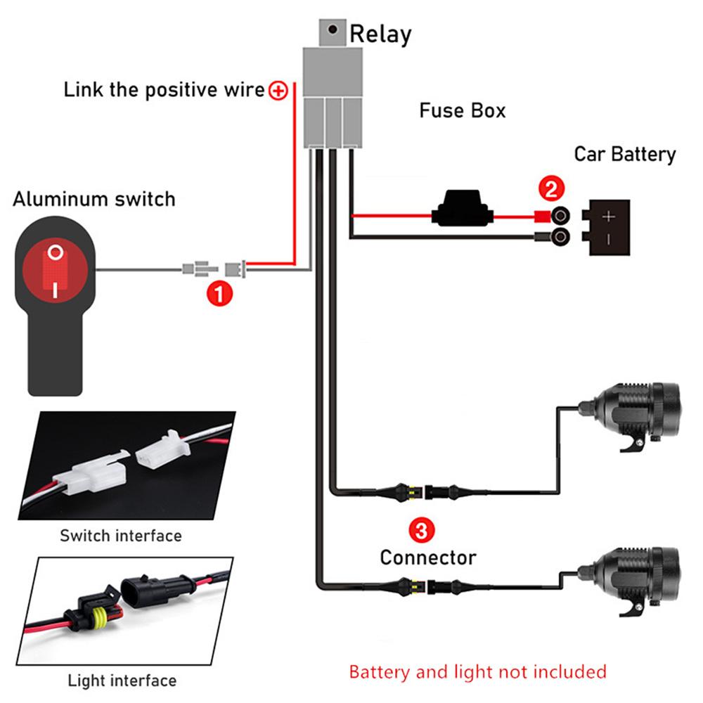 2.2M Fuse 40A 12V Relay Switch Harness Wiring Kit for Fog Light Spot Lights