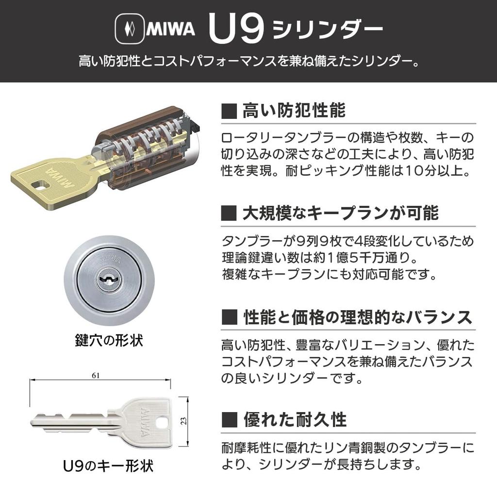 MIWA BH Тип DN Спецификация Цилиндровый замок U9 для входных дверей - Замена замка двери - DZ LD Серебристый (ST Цвет) - В комплекте 3 ключа - MCY-248 - 33-4