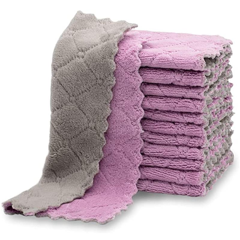 10/1 шт. Двусторонняя салфетка для уборки, впитывающее полотенце из микрофибры, для мебели, стекла, мытья посуды, салфетка для кухни, антипригарная тряпка для масла