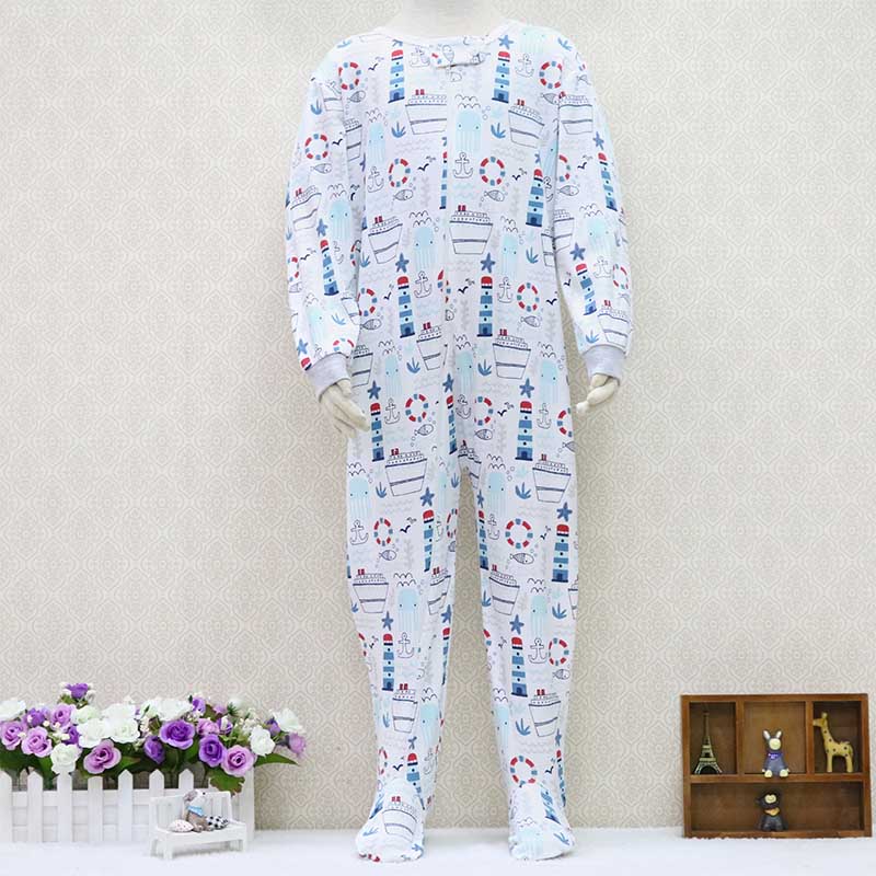100% Хлопковые комбинезоны с длинным рукавом для мальчиков и девочек, возраст 2-7 лет, с застежкой-молнией и забавными узорами - Идеальная пижама