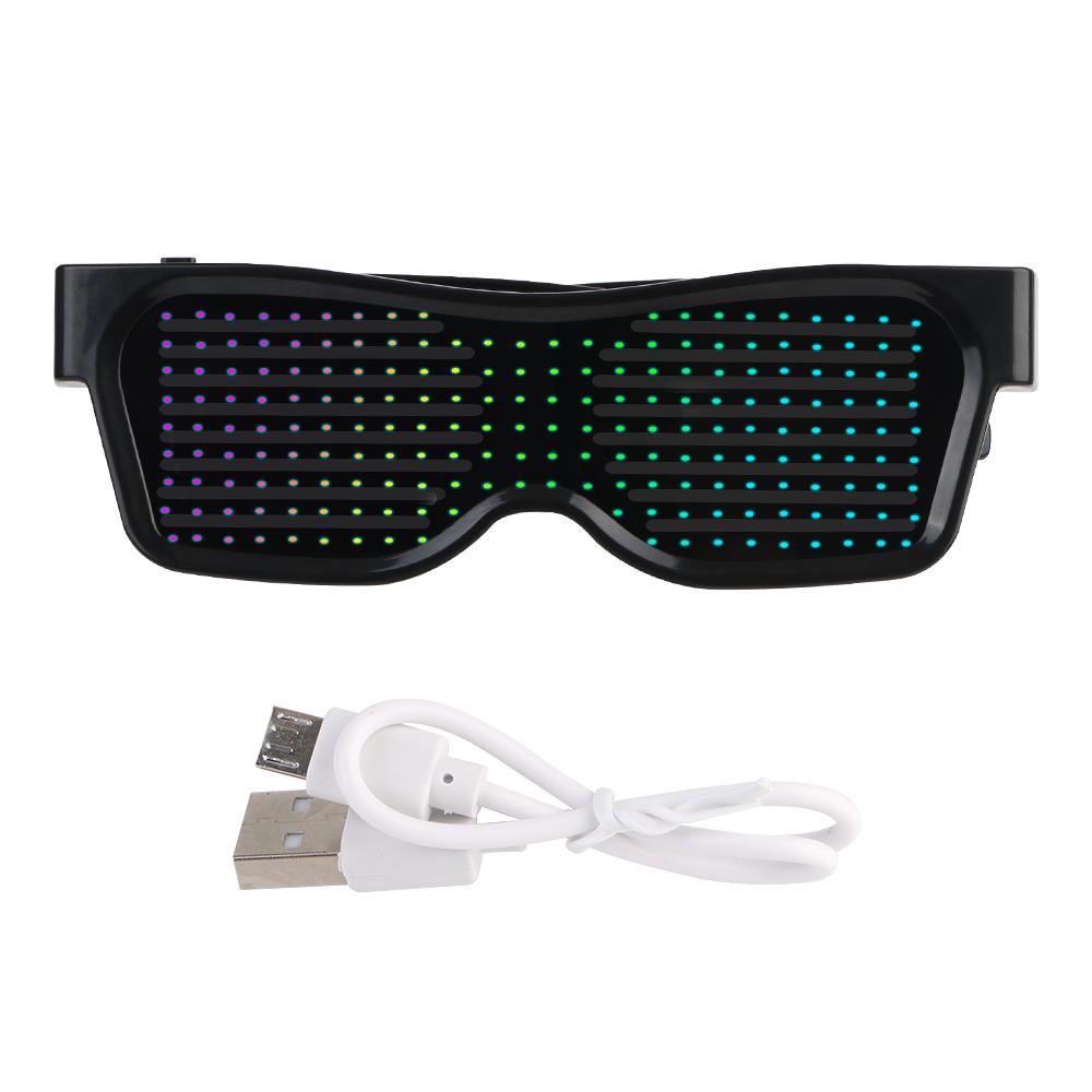 LED Electronic APP Bluetooth Futuristic Eyewear Prop For Party Bar Festival Performance USB DIY Luminous Glasses Portable