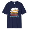 White Cat Sleeping On A Pile Of Books Print Clothing Men High Quality T-Shirt Summer Cotton T-Shirts Loose Tops