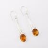 Natural Citrine Gemstone 925 Sterling Silver Jewelry Handmade Hook Earrings1.76" EE-171-2