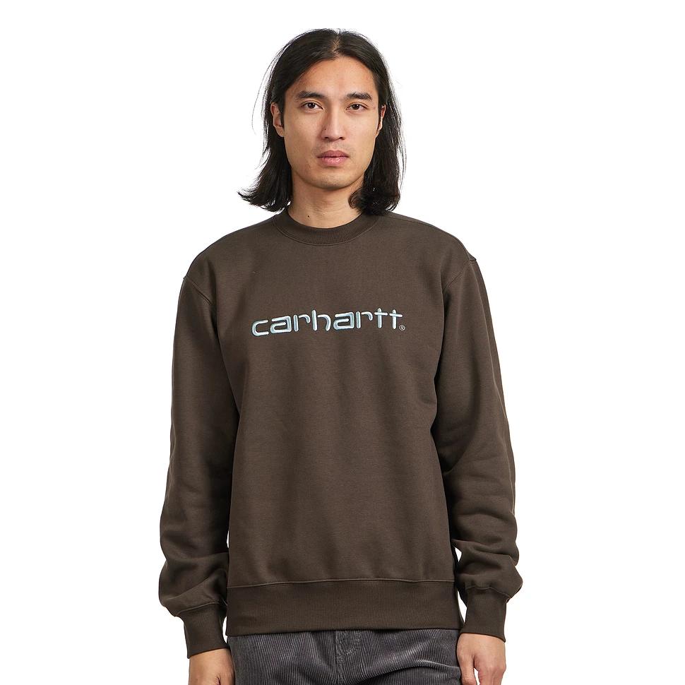 Carhartt WIP Свитшот мужской с вышитым логотипом, свободный крой, круглый вырез, длинный рукав, коричневый I030546-2QG-XX