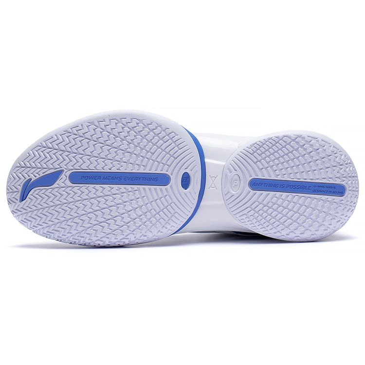 Li Ning Air Strike Shock Absorption Wear Resistant Non Slip Mid Top Basketball Shoes Men Sneaker White Blue ABPS073-2