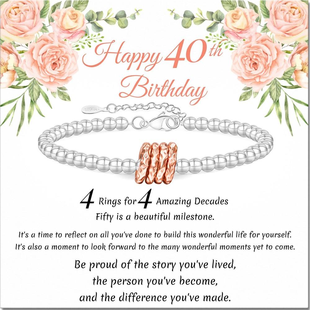 Ladies Silver Bead Bracelet Birthday Gift Adjustable Chain Ring Bracelet 4mm Silver Bead Ring Birthday Bracelet