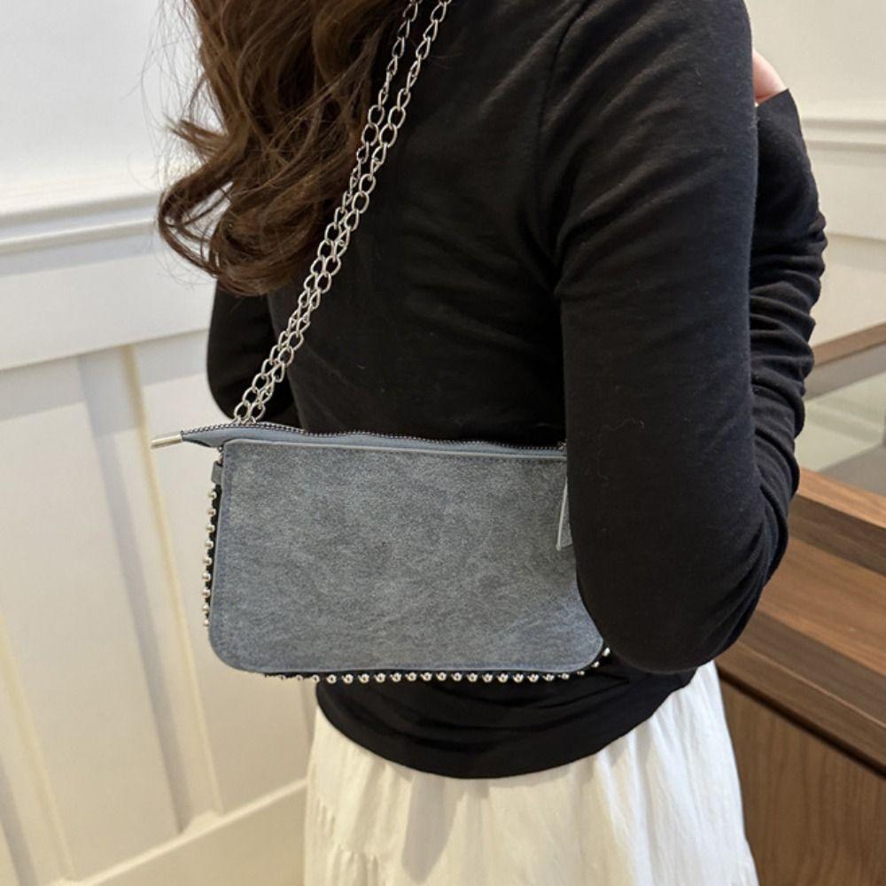 Сумка-тоут под мышкой с заклепками, корейский стиль, роскошная сумочка, элегантная винтажная сумка на плечо, женская