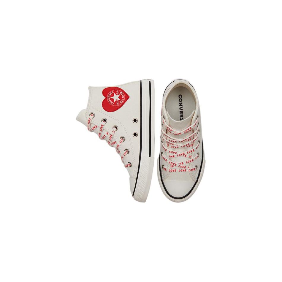 Converse Chuck Taylor All Star Comfortable Casual Durable High-Top Canvas Shoes Baby Sneakers White Red A01580C