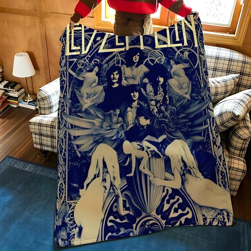 Музыкальный плед L-Led Z-Zeppelin, фланелевый, подходит для диванов, кроватей, офисов, путешествий, походных стульев