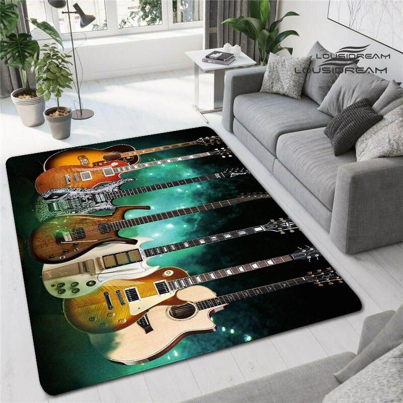 Красочные гитарные 3D печатные ковры для гостиной, нескользящие коврики, прикроватная тумбочка для спальни, современное украшение для дома, моющиеся напольные коврики