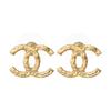 Chanel [Новинка 24C] Декорация Металлический Логотип Double C Металлические Серьги-Гвоздики Женские Золотые
