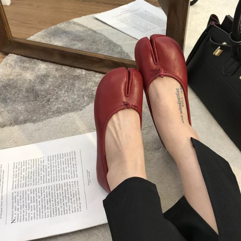 Летние женские таби ниндзя с бантом, шлепанцы с носком-копытцем, ленивые мокасины-лоферы с разделенным носком