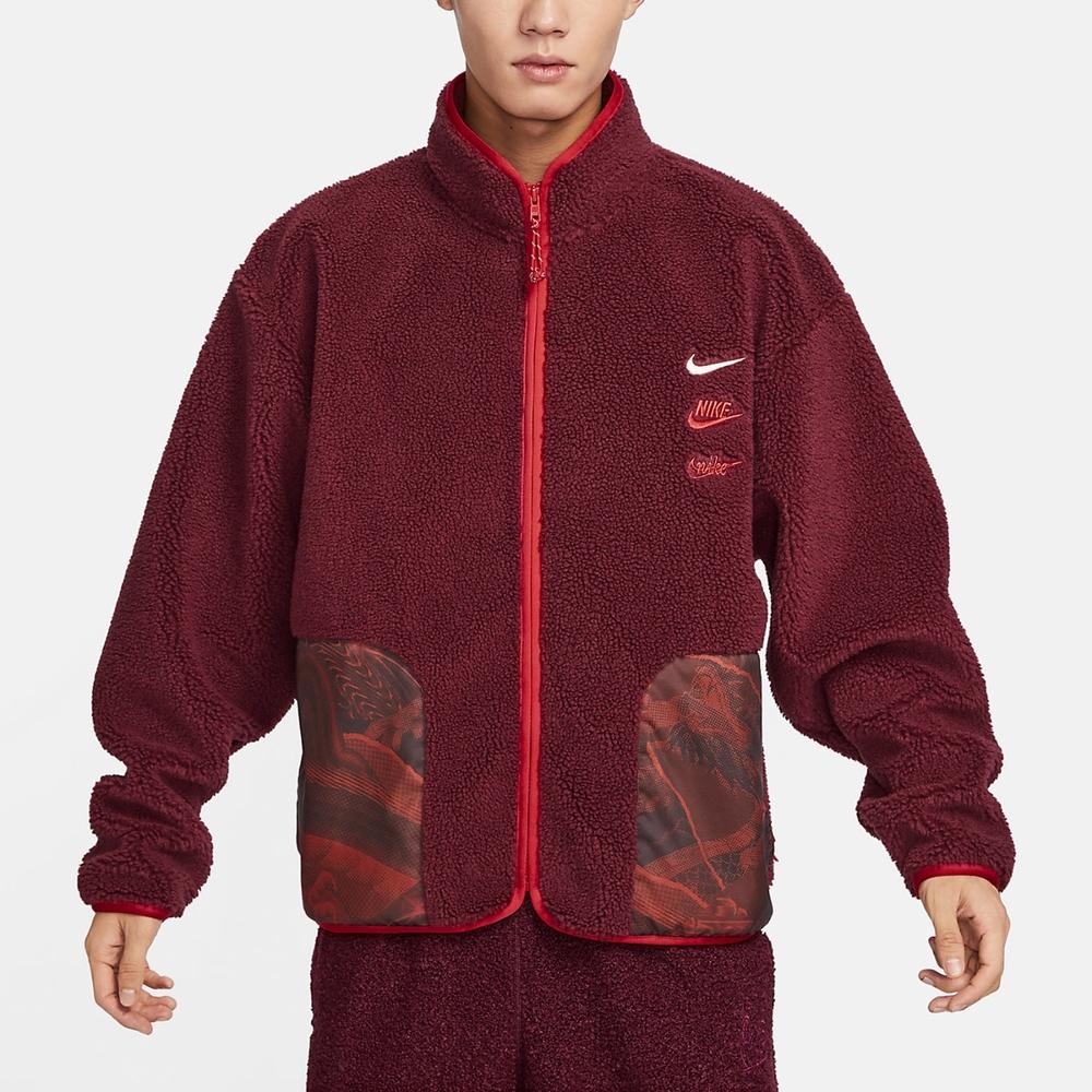 Nike FW23 Dragon Year CNY Series флисовая куртка с цветными блоками на молнии мужская верхняя одежда командно-красная FZ6194-677