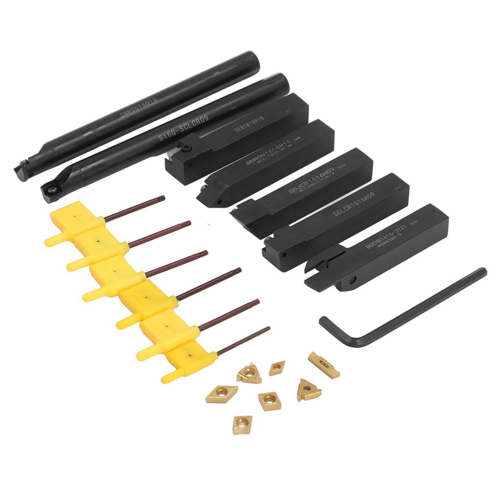 Набор из 7 шт. Набор токарных державок для инструментов из легированной стали 16 мм, лезвия и гаечные ключи для обработки