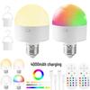 Беспроводная RGB-лампочка с перезаряжаемой батареей, управляемая с пульта ДУ, со съемной лампой и настенным креплением/настольным использованием (не требует проводки)