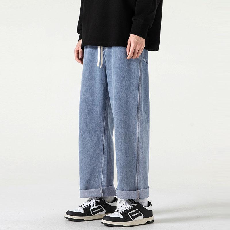 Мужские джинсы с широкими штанинами 2024 Y2K Мешковатые свободные джинсовые брюки Уличные брюки в стиле хип-хоп Винтажные джоггеры Спортивные брюки Джинсы на шнурке для мужчин Спортивные штаны