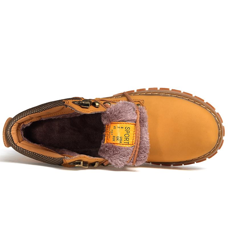 Зимние мужские ботинки для хайкинга Кожаные мужские ботильоны Теплые снегоступы с мехом Нескользящая рабочая обувь Для улицы Скалолазания Ходьбы Кроссовки