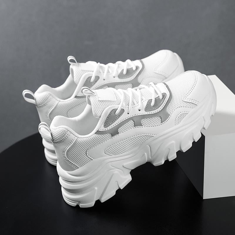 Женская спортивная обувь с толстой подошвой и сеткой, модная и легкая, увеличенного размера, женская обувь, мужские кроссовки