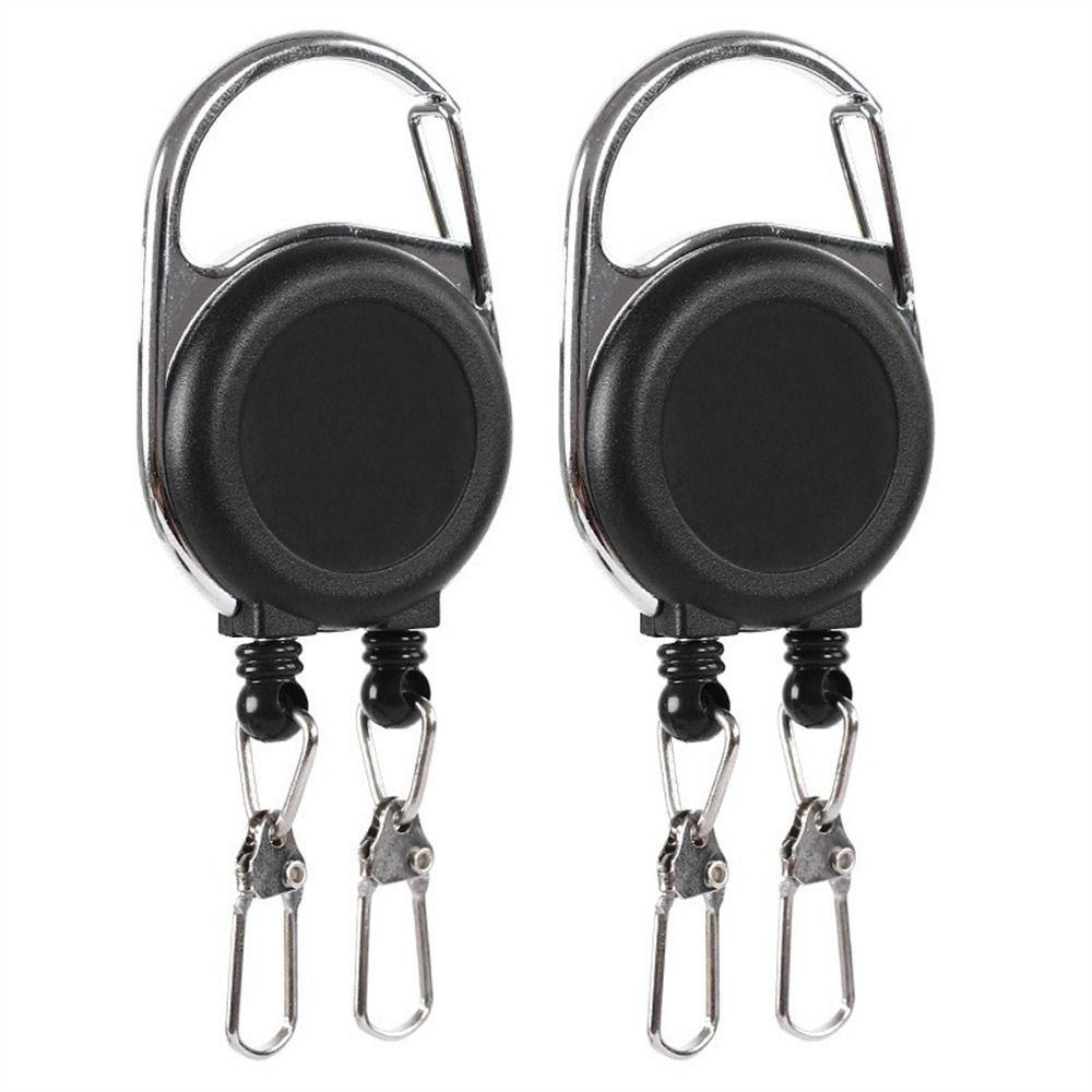 Anti Lost Retractable Keychain Double Headed ID Card Holder Easy To Pull Buckle Outdoor Camping