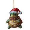 Christmas Tree Pendant Decoration Turtle Wearing Santa Hat Design Sparkling Ornament Holiday Party Decor
