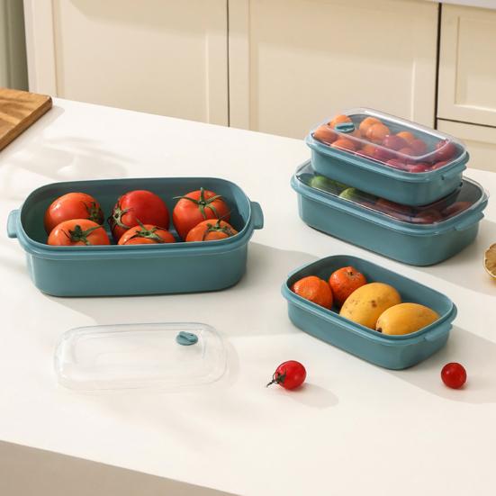 1/3Pcs Food Storage Box BPA Free Heat-Resistant Stackable Design Storage Organizer Microwave-heated Lunch Box with Lid