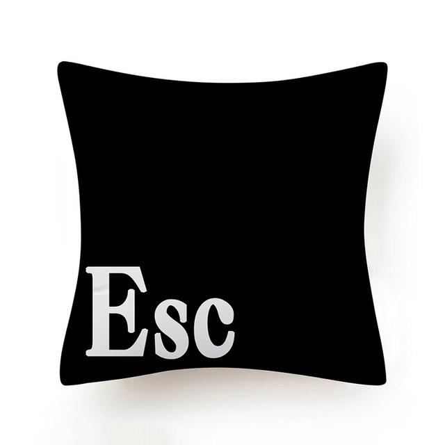 Клавиатура Jeanette Alt Del Ctrl с буквенным узором, чехол для подушки из полиэстера, черно-белая декоративная наволочка, домашний декор 45X45 см