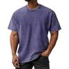 Men's Summer Retro Washed Round Neck Distressed Top Loose Short-sleeved T-shirt