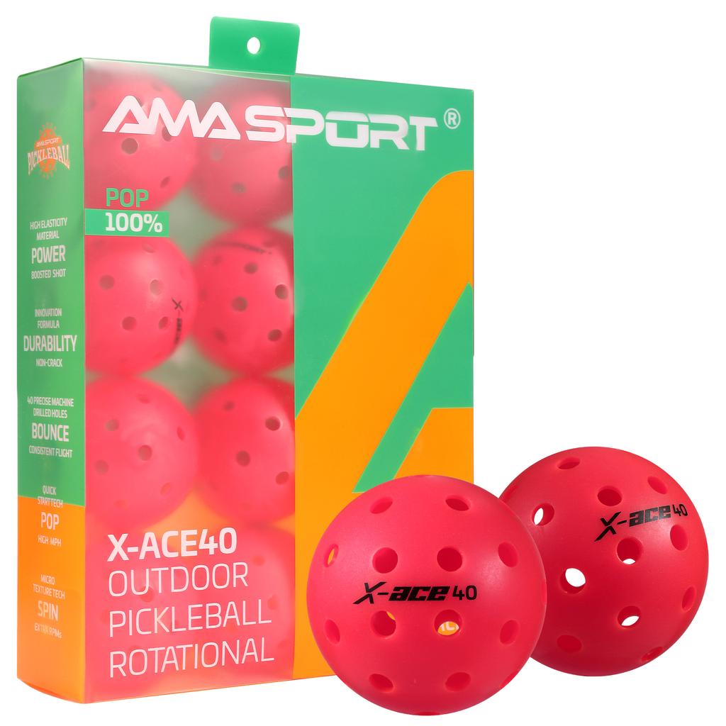 Мячи для пиклбола AMASPORT X-ACE40 Профессиональные Официальные Мячи для Пиклбола с Высоким Отскоком и Высокой Видимостью для Игр на Открытом Воздухе