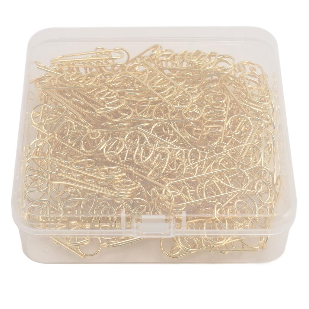 100pcs Paper Clips Multipurpose Innovative Cute Letter Design Stainless Steel Small Paper Clips for
