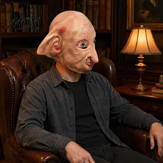 Elf Face Mask Halloween Full Head Mask, Movie Character Cosplay Latex Realistic Masquerade for Costume Party Role Play Props Headgear