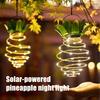 2Pcs Solar Light Pineapple Shape Outdoor Hanging Lanterns 60LED Energy Saving Solar Lights Landscape Pathway Patio Decor