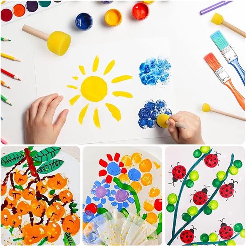 Набор круглых губчатых кистей для детского творчества, 30 штук