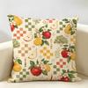 Boho Check Botanical Cottagecore Cushion Cover Natural Linen Organic Fabric DoubleSided Printing Room Sofa Decor Pillow Case