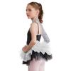 Girls Shiny Sequin Dance Dress Asymmetrical Sleeves Contrast Tulle Skirt Leotard Costume