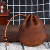 Vintage Leather Cowhide Drawstring Coin Purse - Small Clutch Wallet