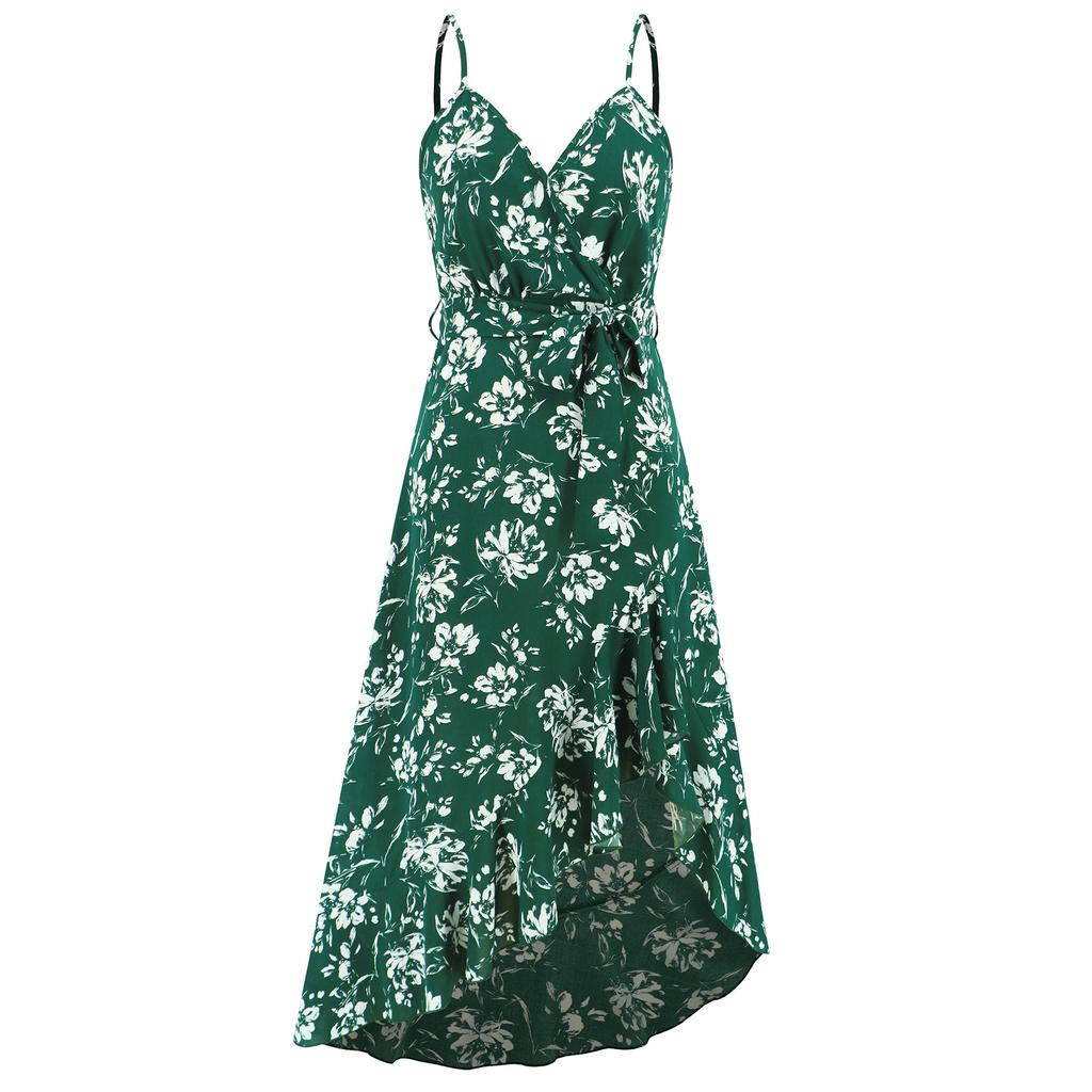 Женские сексуальные нерегулярные платья на шее, длинные пляжные платья с цветочным принтом на бретельках