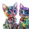 Kitten Desktop Standing Decoration Colorful Miniature 2D Acrylic Dual Cat Sign Standing Animal Ornaments for Home Room Table Decor