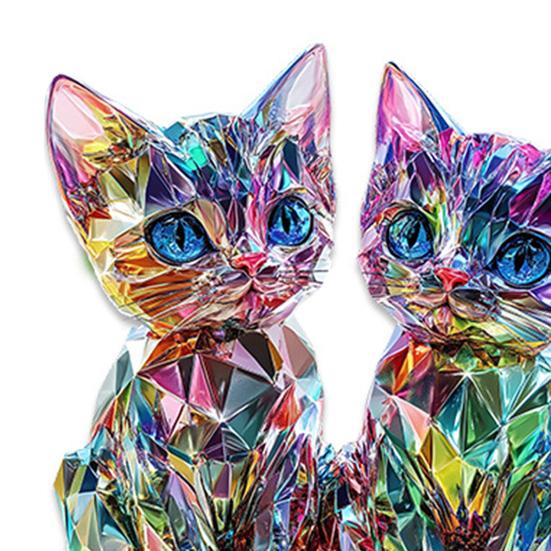 Kitten Desktop Standing Decoration Colorful Miniature 2D Acrylic Dual Cat Sign Standing Animal Ornaments for Home Room Table Decor