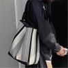 Tote Bag Large Capacity Shoulder Niche Design Bucket Bag Tote Bag Stripe Women Clash Colour Tote Underarm Commuter Bag