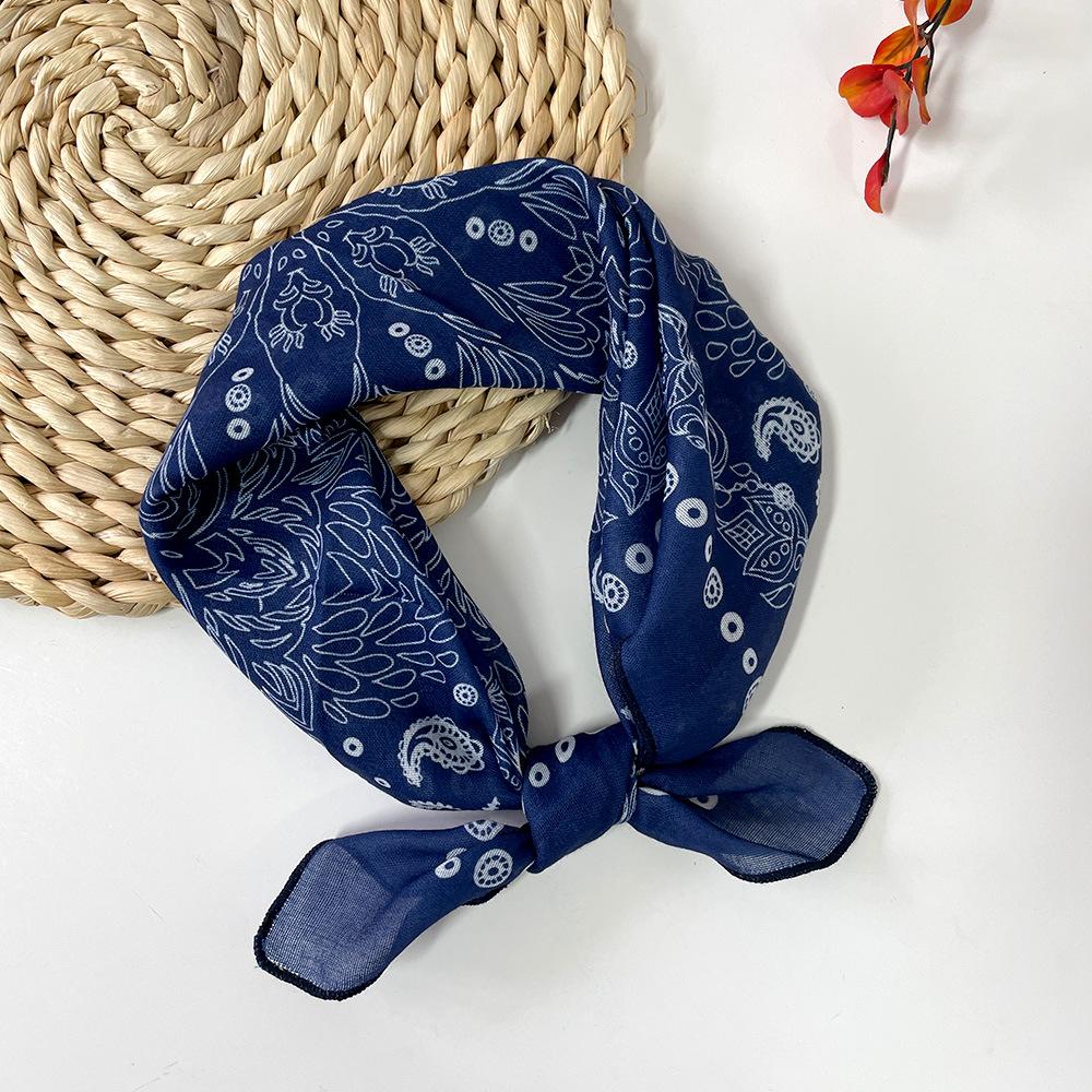 Spring-summer cashew flower square scarf, cotton-linen small square scarf, silk scarf, classic vintage versatile bun neck scarf