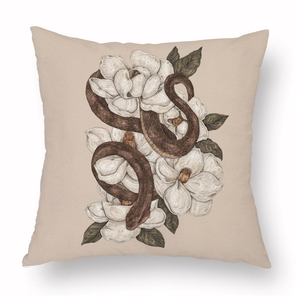 Наволочка с цветком лисы, подушка с принтом черепа животного, диван, мягкая наволочка в стиле ретро, ​​наволочка для гостиной, спальни, домашнего декора