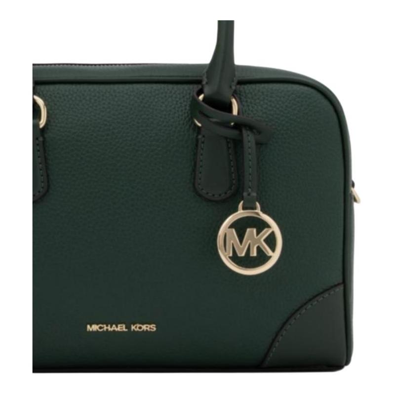 MICHAEL KORS Thompson brand letter logo cow leather handbag medium size unisex couple size green