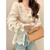 Lace Blouse for Women with Hollow Out Design Sweet Tops